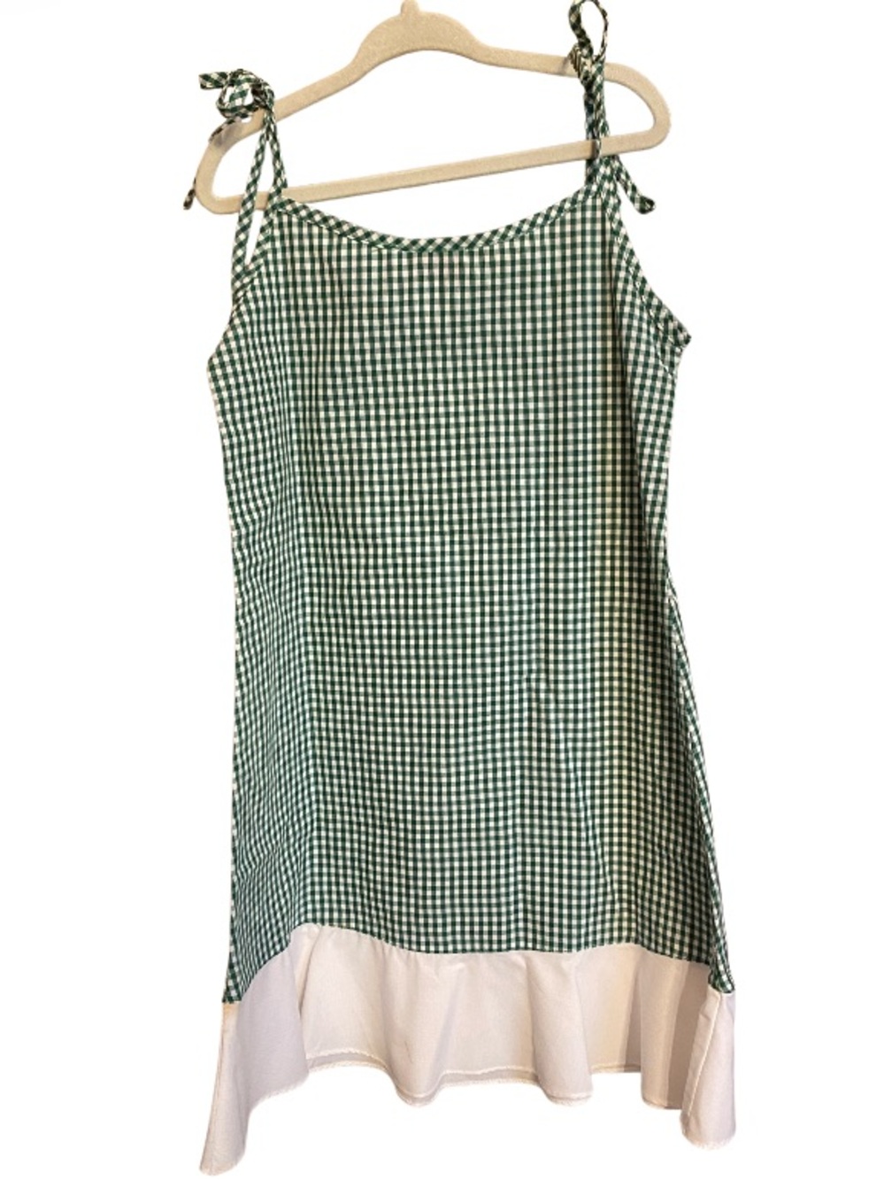 Rosalina Collections Green Gingham Tie-Strap Dress White Ruffle Hem NWT Size 5 - Picture 5 of 5